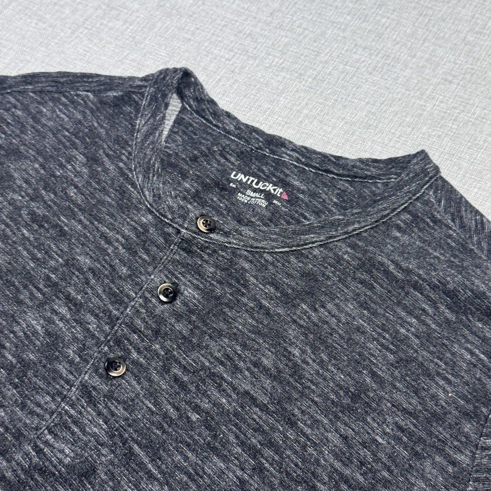 UNTUCKit Henley Shirt Mens Small Gray Short Sleeve Button 100% Cotton